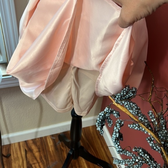 NEW Lulus Satin Light Pink Trendy Skater Dress with Rhinestones - Picture 12 of 15